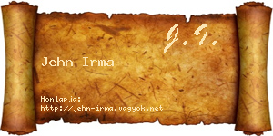 Jehn Irma névjegykártya